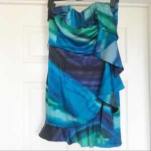 EUC Express Strapless Multicolor Silk Dress Sz 6